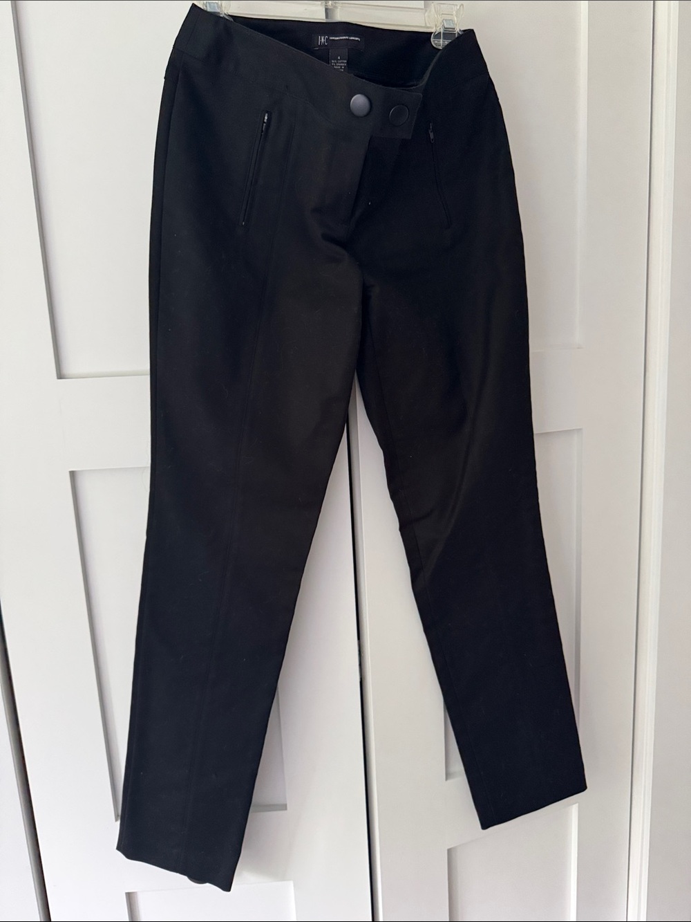 INC International Concepts Black High-Waist Button Front Pants